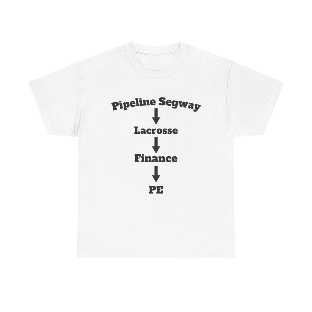 Lacrosse to Finance Tee — "Pipeline Segway Lacrosse Finance PE" Career Path T-Shirt